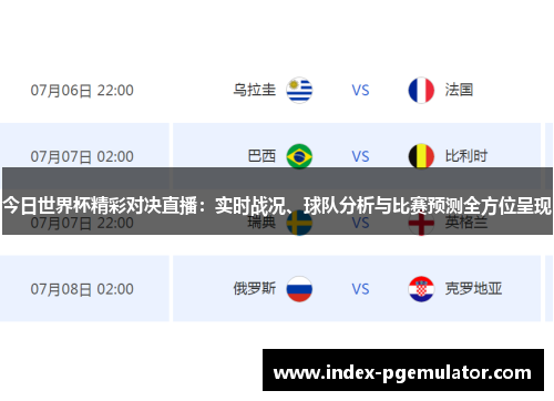 今日世界杯精彩对决直播：实时战况、球队分析与比赛预测全方位呈现