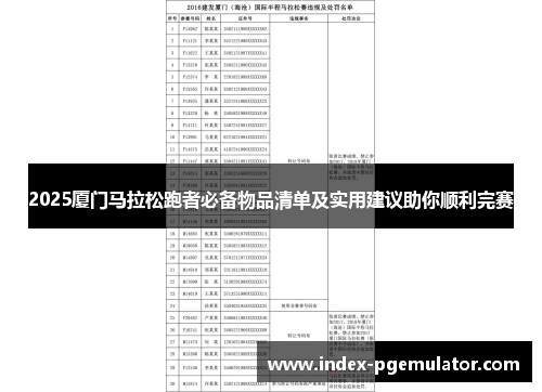 2025厦门马拉松跑者必备物品清单及实用建议助你顺利完赛