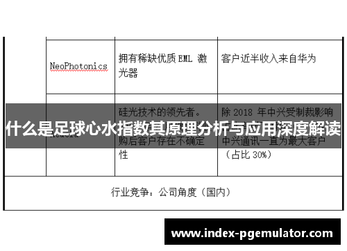 什么是足球心水指数其原理分析与应用深度解读